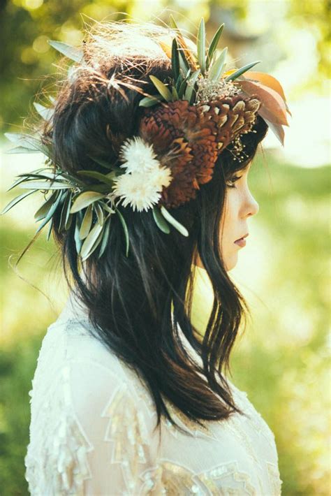 Wild And Overgrown Bridal Editorial Boho Floral Crown Bridal Flowers
