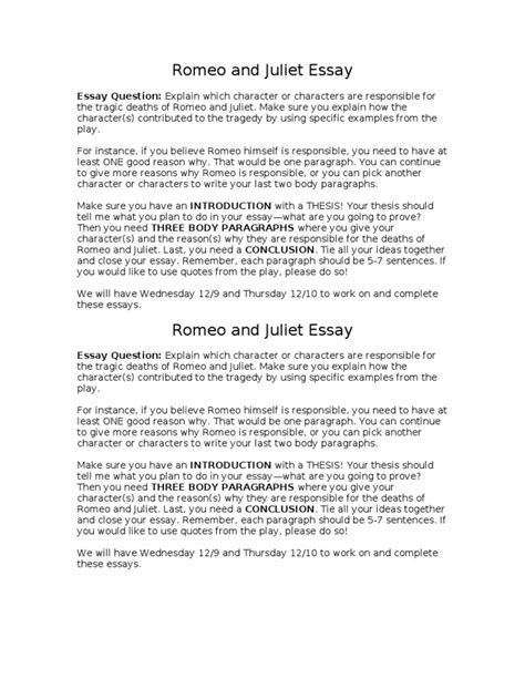 Romeo And Juliet Essay