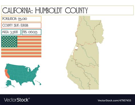 Large And Detailed Map Of Humboldt County Vector Image