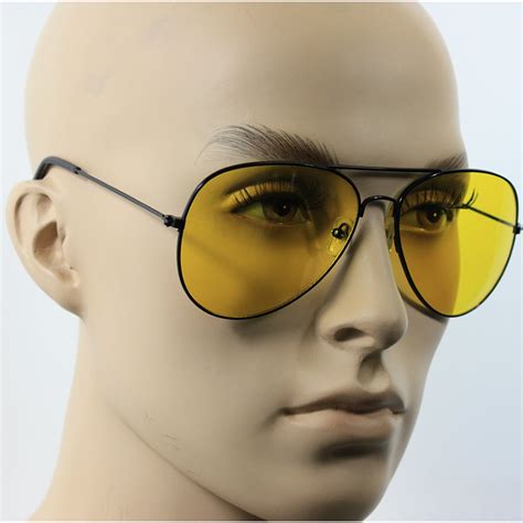 sport aviator hd night driving vision sunglasses yellow high definition glasses