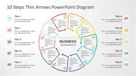 Steps Thin Arrows Powerpoint Diagram X Slidemodel