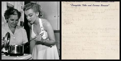 Todays Hollywood Specials Marilyn Monroes Handwritten Turkey And Stuffing Recipe