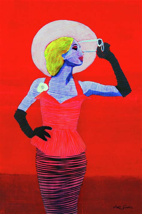 Woman Posing By ArtGuru X Acrylic On Paper Painting By