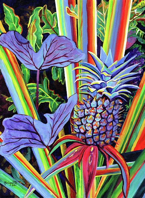 Pineapple And Taro Leaves Painting By Marionette Taboniar Pixels