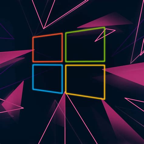 2048x2048 Resolution Windows 10 Neon Logo Ipad Air Wallpaper