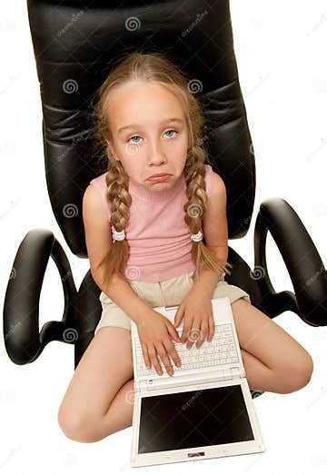 Sad Young Girl With Laptop Stock Image Image Of Disappointed 9803221