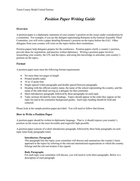 Position Paper Format Example Floss Papers