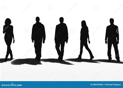 A Collection Of Separated Black Human Silhouettes On A White Background