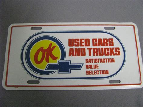 Buy Vintage OK Chevrolet License plate used car topper ...