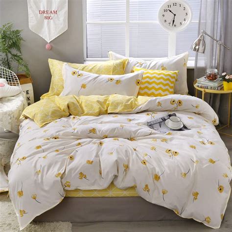 Yellow Floral Bedding Luxury Flowers Duvet Cover Set Luck