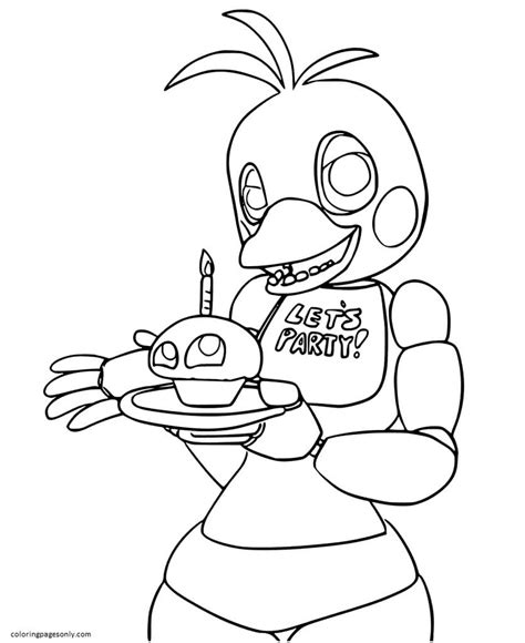Cute Chica Toy Five Nights At Freddys Coloring Page Free Printable