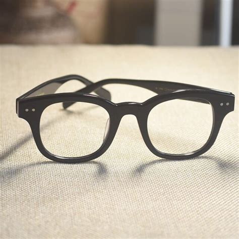 Retro Japan Handmade Solid Acetate Eyeglasses Frame Men Black 1960 S
