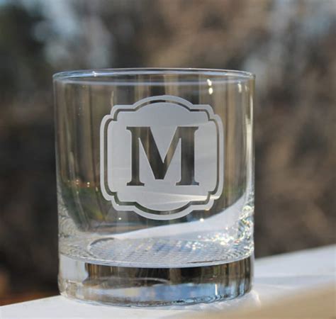 Personalized Whiskey Glasses Monogram Whiskey Glass Etched Etsy