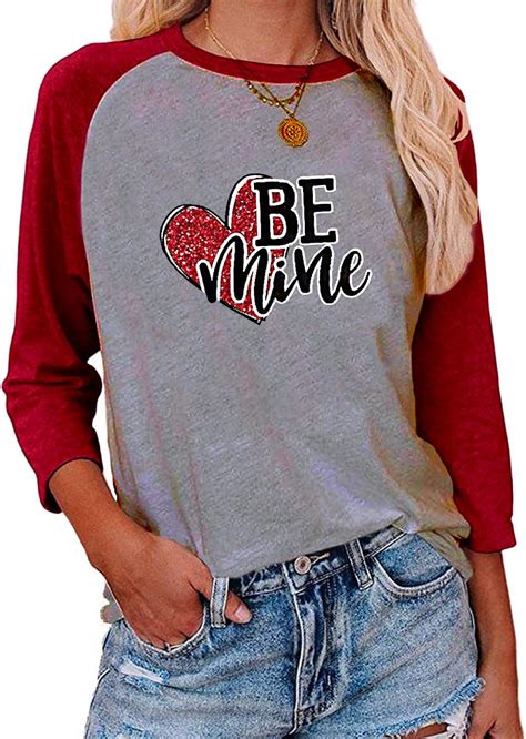 buy women be mine sequins heart t shirt valentine s day raglan sleeve shirt cute love tee casual