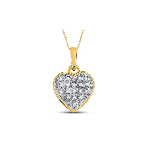 Aa Jewels Solid 10k Yellow Gold Round Diamond Heart Pendant 120 Ct