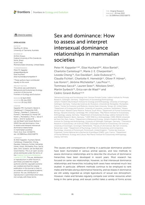 Pdf Sex And Dominance How To Assess And Interpret Intersexual