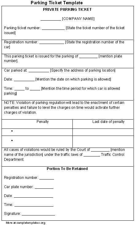Parking Violation Notice Template Free Download Ticket Template