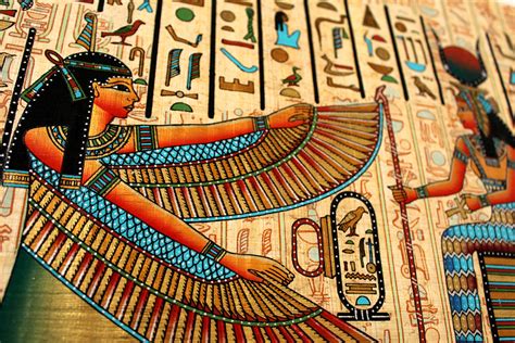 Maat And Isis Ancient Egyptian Papyrus Painting Arkan Gallery