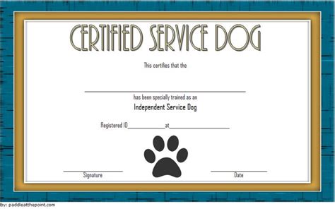Printable Service Dog Certificate Printable Templates