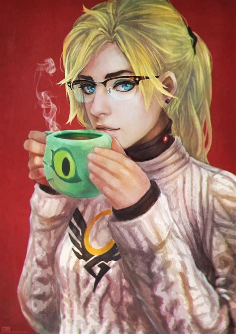 823970 Mercy Angela Ziegler Overwatch Blonde Girl Cup Glasses