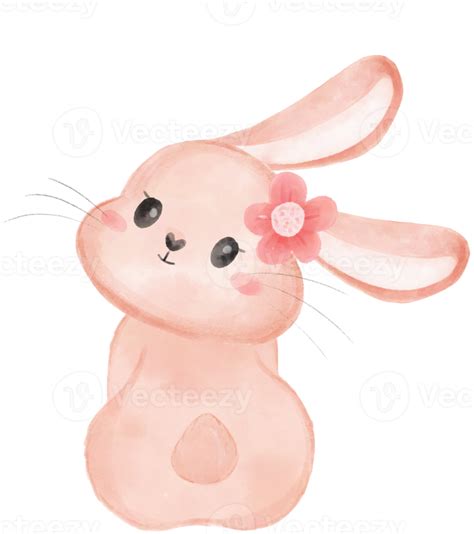 Free Cute Sweet Kawaii Happy Smile Baby Bunny Rabbit Watercolour