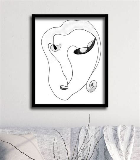 Items Similar To Abstract Face Art One Line Art Face Line Drawing Print