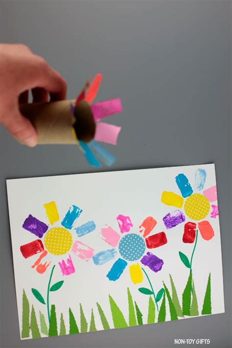 Paper Roll Flower Art For Kids Easy Rainbow Flowers Spring Crafts