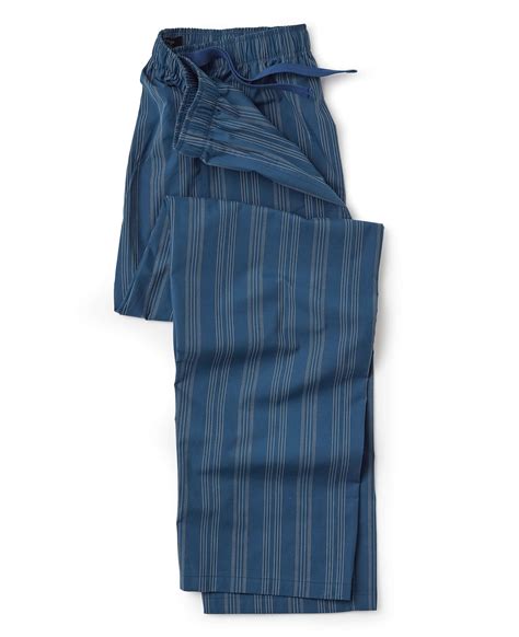 Mens Cotton Lounge Pants In Navy Fine Stripe Savile Row Co