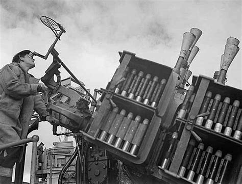 A Side View Of The British Eight Barrelled Anti Aircraft Gun Known As