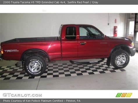 Sunfire Red Pearl 2000 Toyota Tacoma V6 Trd Extended Cab 4x4 Gray