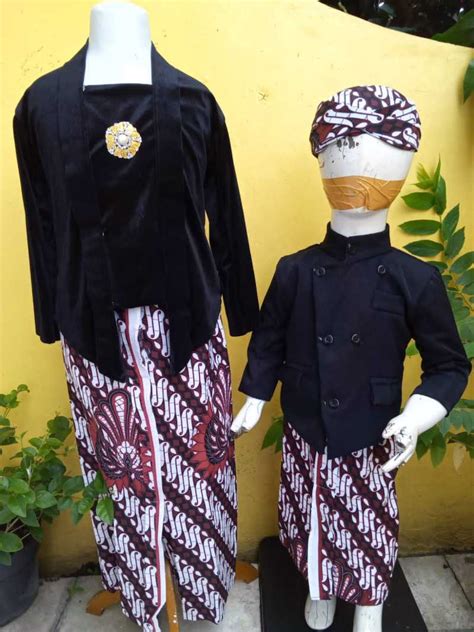 Jual Baju Beskap Set Kebaya Anak Kostum Kartinian Adat Jawa Warna Hitam Gratis Masker Beskap