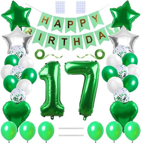 Yijunmca 33pcs 17th Birthday Party Balloon Decorations Happy Birthday