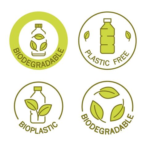 Biodegradable Icon Of Plastic Bottle With Green Leaves Plastic Free