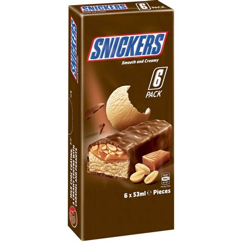 Snickers Chocolate Creamy Ice Bar Multipack 6 Pack Woolworths