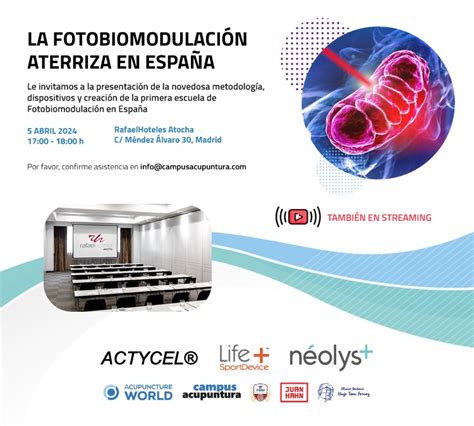 Inscripción al evento en streaming La Fotobiomodulación aterriza en España