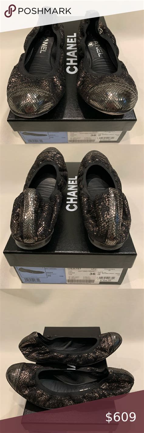 Authentic Chanel Ballet Flat Shoes In 2021 Short Black Leather Boots