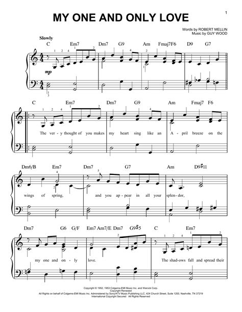 My One And Only Love Sheet Music Louis Armstrong Easy Piano