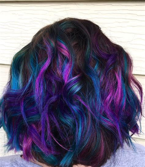 Pink Purple And Teal Balayage Highlights Hair And Makeup By Jaidyn
