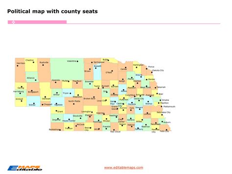 Nebraska County Map Editable Powerpoint Maps