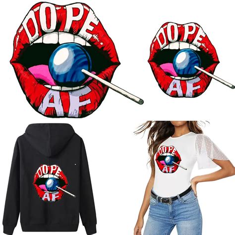 Dope Iron On Paches African Style Lip Ironing Stickers On Clothes T