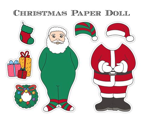 5 Best Images Of Christmas Paper Doll Printable Crafts Santa Claus