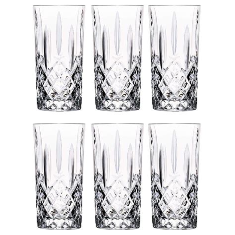6x Highball Cocktail Glasses Set Rcr Crystal Cut Glass Drinking Tumblers 396ml Ebay
