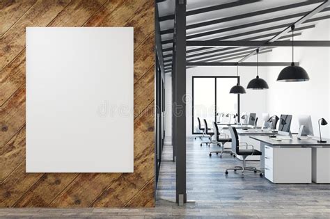 Coworking Office With Empty Poster Stock Image Image Of Interior