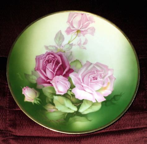 Antique Sevres Bavaria Plate Hand Painted Roses Signed Etsy