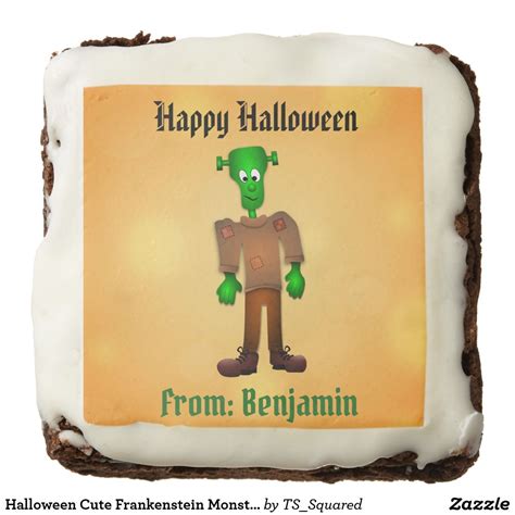 Halloween Cute Customizable Frankenstein Brownies For Kids