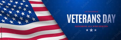 Usa Veterans Day Banner Vector Banner With American Flag And Text