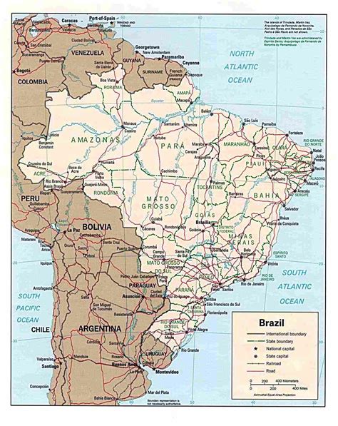 Brazilie Landkaart Afdrukbare Plattegronden Van Brazilie