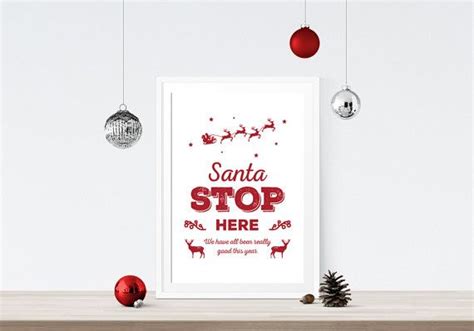Santa Stop Here Sign Printable Art A4 Christmas Prints Etsy Santa