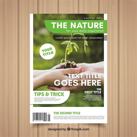 Free Vector Modern Nature Magazine Cover Template With Photo
