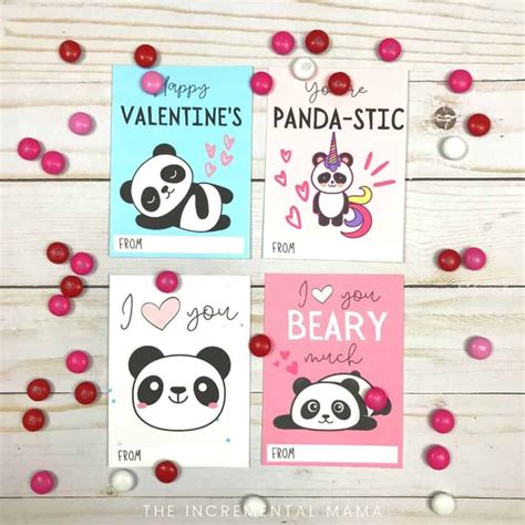 Super Cute Panda Valentine Cards Free Printable